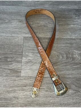 Vintage This Wicked West Genuine Snakeskin Belt German Silver Buckle Vail 34